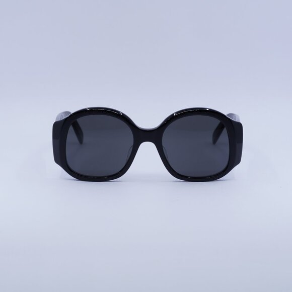 Celine CL40305U 01A Sunglasses Shiny Black Round Frame, Grey Lenses - Picture 3 of 8